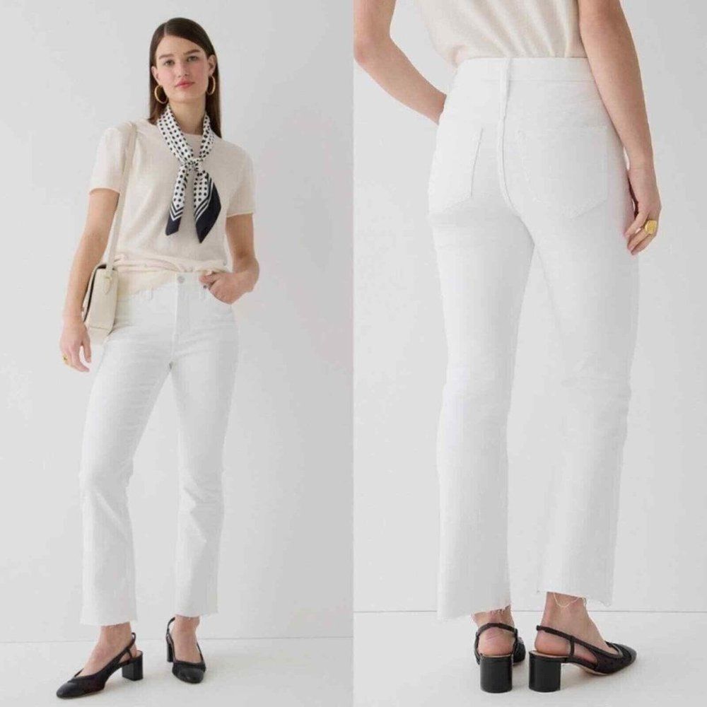 J.Crew 9” Billie Demi Boot Crop Jeans in white size 34 NWT